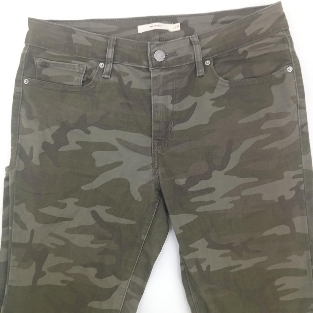 Levi's 711‎ Skinny Jeans Womens 29 Green Camo Mid Rise Camouflage Pants